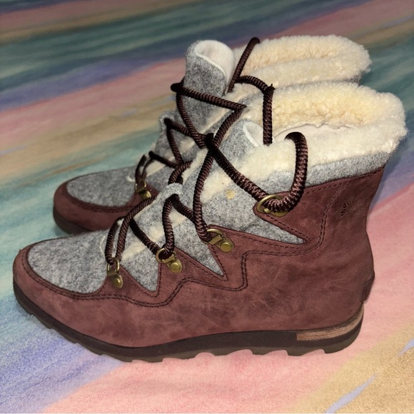 SOREL-Alpine Red Leather Booties women’s size 9 - Picture 4 of 12